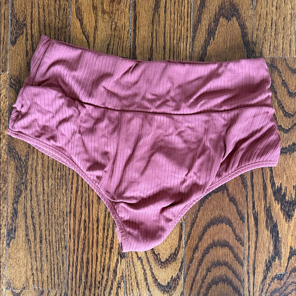 Montce Rust Ribbed Hi-Waist added coverage Bikini Bottom